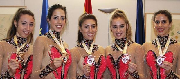 Equipo de Gimnasia Rítmica Español. EFE. Equipo de Gimnasia Rítmica Español. EFE.