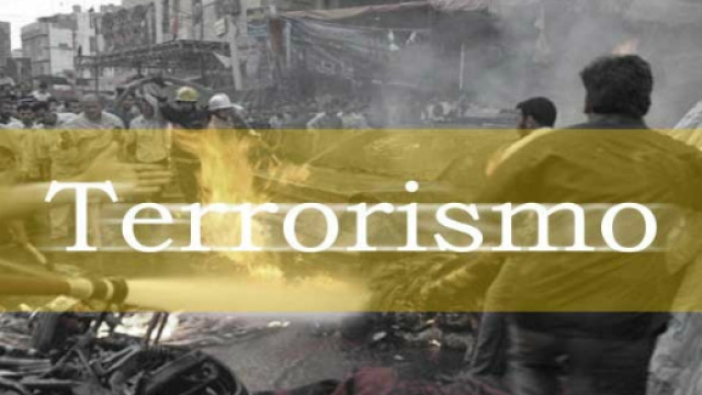 Locandina anti-terrorismo ritraente distruzione