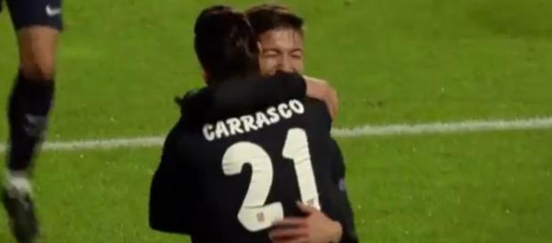 Carrasco y Vietto celebrando el segundo gol Carrasco y Vietto celebrando el segundo gol