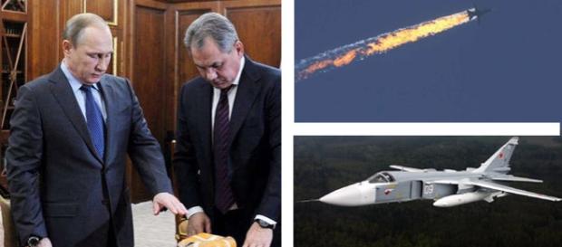 Putin examinează datele avionului Su-24 doborât Putin examinează datele avionului Su-24 doborât