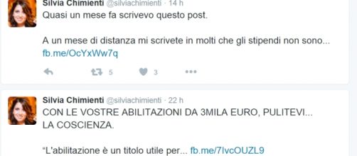 Il tweet della Chimenti in materia di concorso