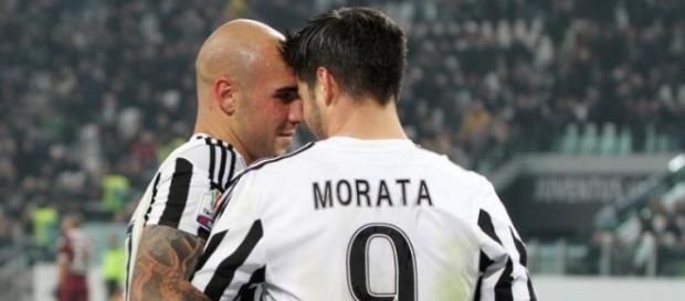 Zaza e Morata esultano durante il derby Zaza e Morata esultano durante il derby