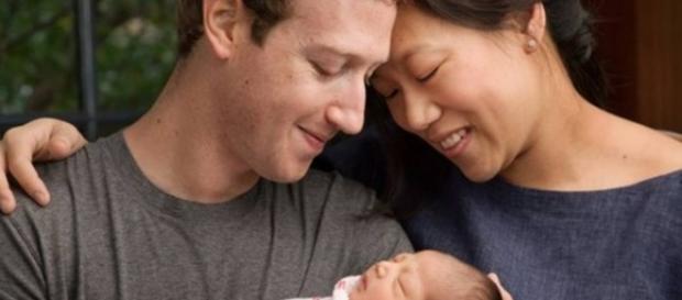 Mark Zuckerberg, Priscilla Chan e sua filha Max Mark Zuckerberg, Priscilla Chan e sua filha Max