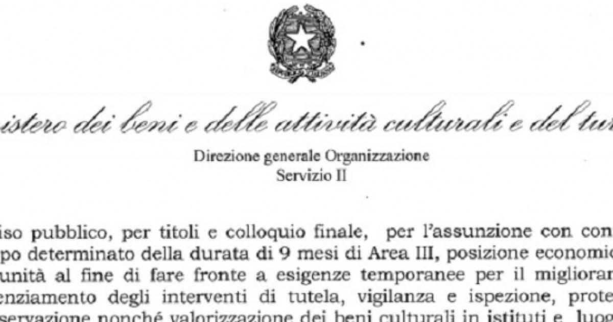 Concorso Ministero Beni Culturali 2016: 60 Assunzioni In Tutta Italia ...