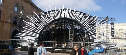 Piazza Vittorio Veneto in allestimento.