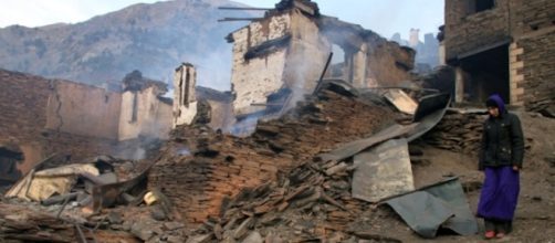 Villaggio in Daghestan distrutto dai bombardamenti