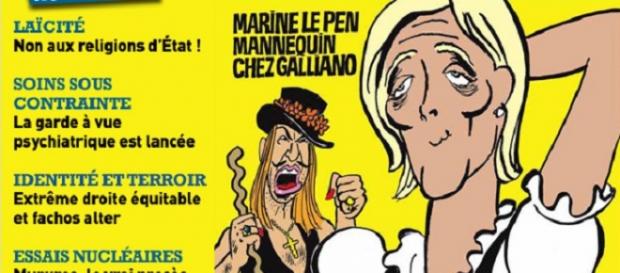 Marine Le Pen en una portada de Charlie Hebdo. Marine Le Pen en una portada de Charlie Hebdo.
