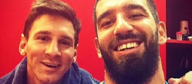 Arda Turan und Lionel Messi vom FC Barcelona Arda Turan und Lionel Messi vom FC Barcelona