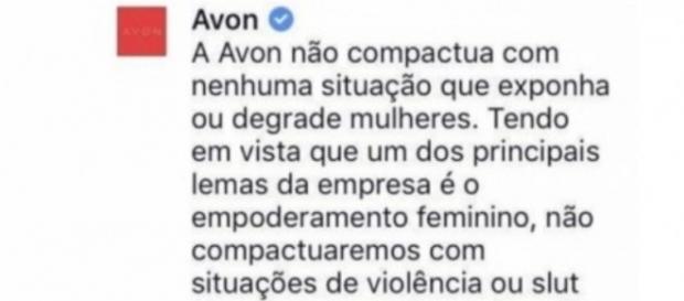 Resposta da Avon (Reprodução/rede social) Resposta da Avon (Reprodução/rede social)