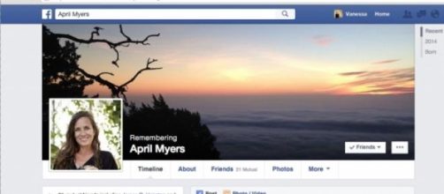 An example of a Facebook memorial page