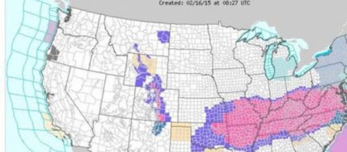 US storm locations on the map