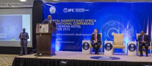 President Kagame giving a keynote address