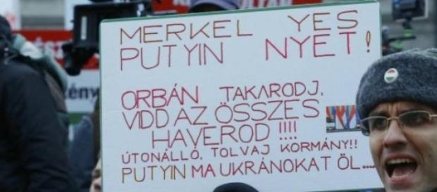 Merkel- da Putin-nu, protest Ungaria Merkel- da Putin-nu, protest Ungaria