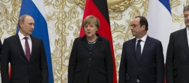 Putin,Merkel,Hollande si Poroshenko Putin,Merkel,Hollande si Poroshenko