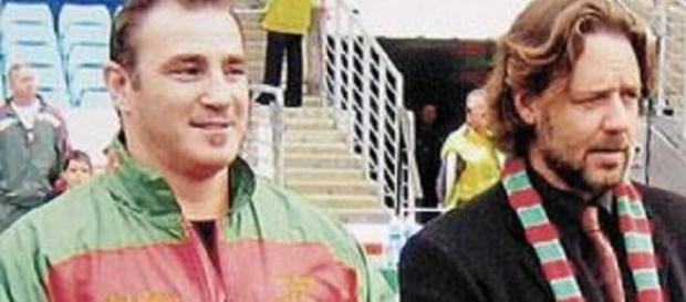 Russell Crowe watched his Rabbitohs win Russell Crowe watched his Rabbitohs win