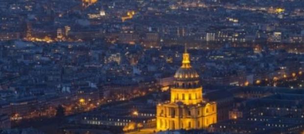 A drone can be seen flying over Paris A drone can be seen flying over Paris