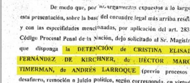 El documento, con la orden de detención resaltada El documento, con la orden de detención resaltada