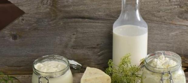 Des produits laitiers sur une table en bois. Des produits laitiers sur une table en bois.