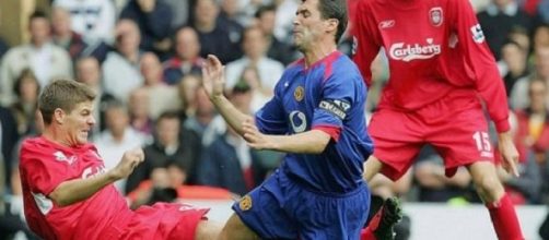 Keane during his playing days with Gerrard
