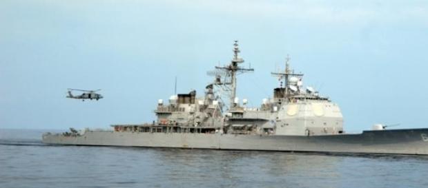 The USS Vicksburg participated in the naval drills The USS Vicksburg participated in the naval drills