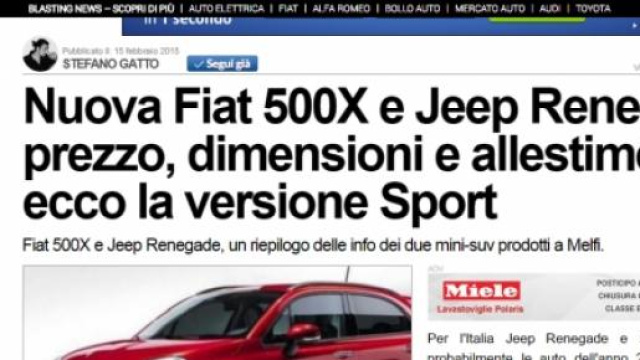 Jeep Renegade e Fiat 500x vantaggiose offerte