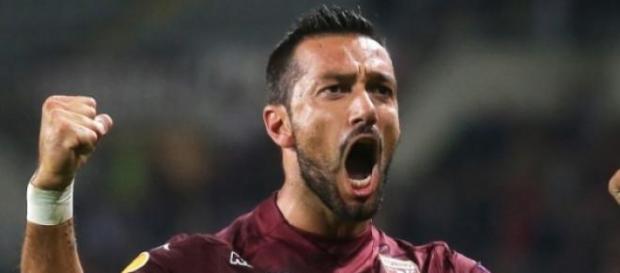 L'attaccante granata Quagliarella L'attaccante granata Quagliarella