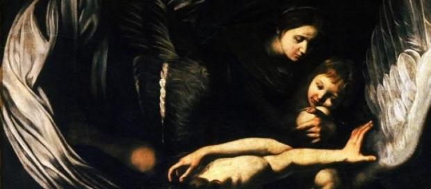 Le opere di Misericordia, la Madonna e il Bambino Le opere di Misericordia, la Madonna e il Bambino