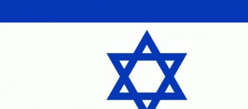 The flag of Israel which divides left and right 