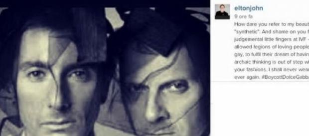 Il post su Instagram di Elton John Il post su Instagram di Elton John