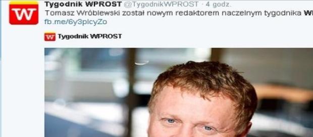 Informacja z Twittera "Wprost" Informacja z Twittera "Wprost"