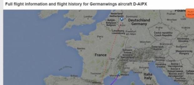 Ruta del avión accidentado y zona de impacto Ruta del avión accidentado y zona de impacto