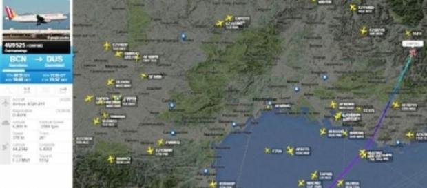 Última localização do voo da Germanwings Última localização do voo da Germanwings