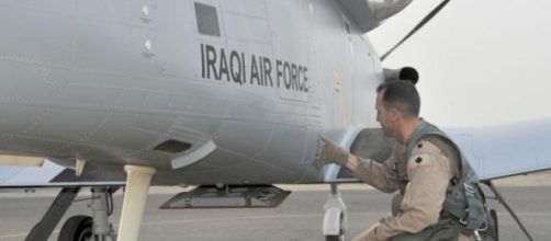 Pre-flight check, at Iraqi air base, near Tikrit.
