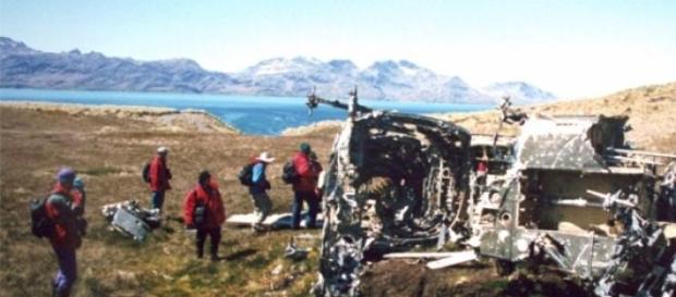 A helicopter shot down during Falklands War A helicopter shot down during Falklands War
