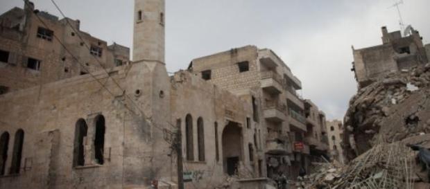 Des édifices en ruines à Idleb suite aux combats. Des édifices en ruines à Idleb suite aux combats.