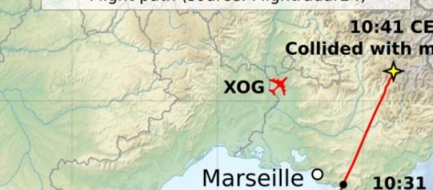La rotta del volo 9525 di Germanwings-Lufthansa La rotta del volo 9525 di Germanwings-Lufthansa