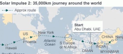 Solar Impulse-2 planned route