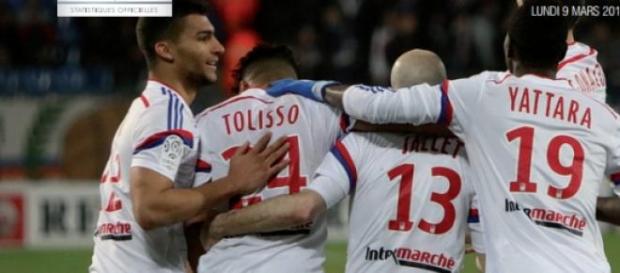 Les Lyonnais ont marqué 5 buts contre Montpellier Les Lyonnais ont marqué 5 buts contre Montpellier