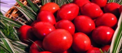 Traditional Orthodox Easter red eggs