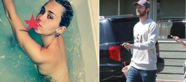 Miley Cyrus no banho e em passeio com o namorado Miley Cyrus no banho e em passeio com o namorado
