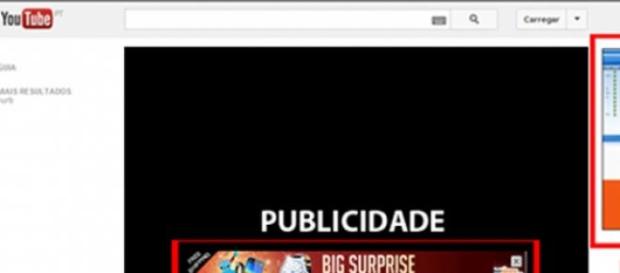 YouTube: publicidade exagerada. YouTube: publicidade exagerada.