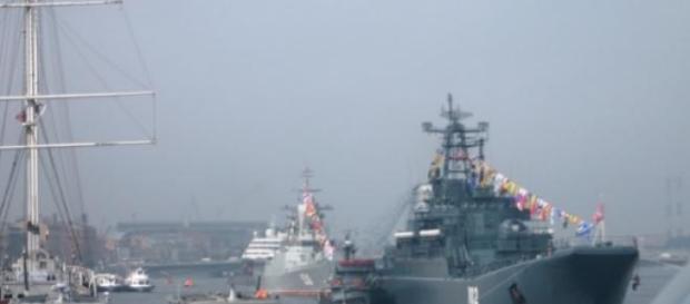 Russian warship going about its business Russian warship going about its business