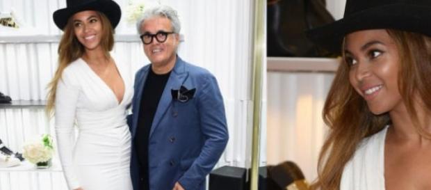 Beyoncé com o anfitrião Giuseppe Zanotti Beyoncé com o anfitrião Giuseppe Zanotti