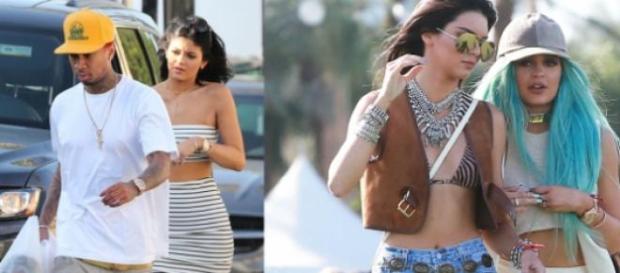 Kylie com Tyga e sem o cabelo azul Kylie com Tyga e sem o cabelo azul