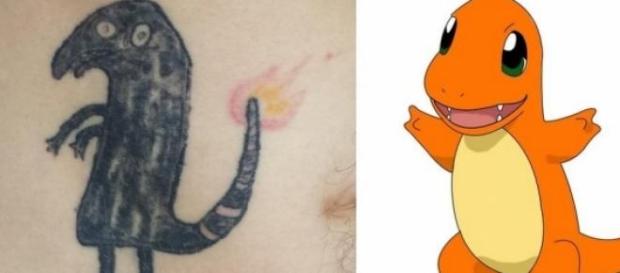 A tatuagem e o desenho original do Pókemon A tatuagem e o desenho original do Pókemon