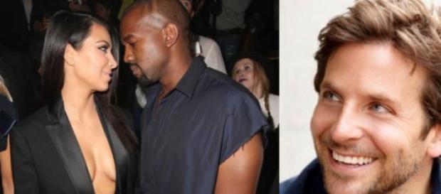 Kim Kardshian, Kanye West e o actor Bradley Cooper Kim Kardshian, Kanye West e o actor Bradley Cooper