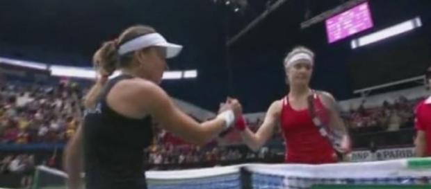 Alexandra Dulgheru după victoria cu Genie Bouchard Alexandra Dulgheru după victoria cu Genie Bouchard