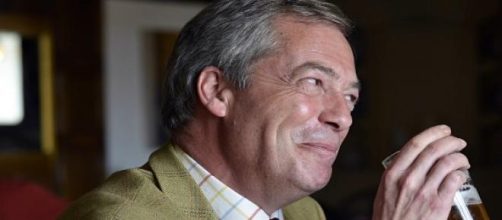 UKIP leader Nigel Farage enjoying a beer.