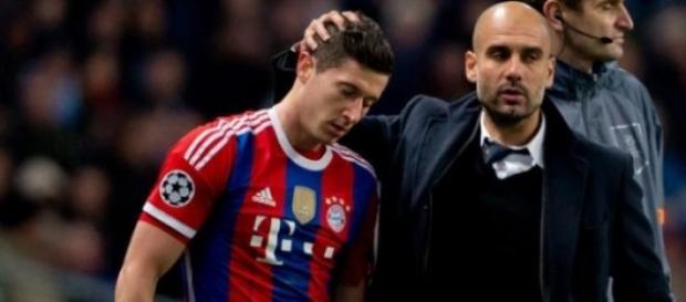Lewandowski z Pepem Guardiolą. Lewandowski z Pepem Guardiolą.