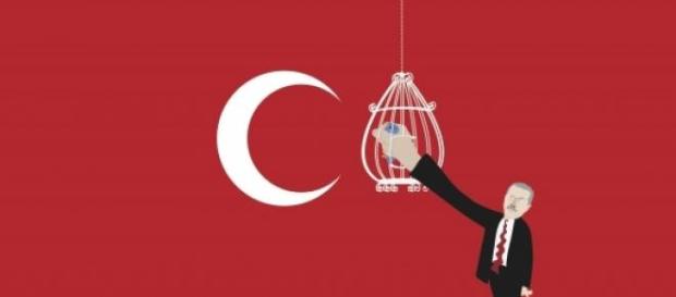 "Turquie vs Twitter" - Crédits : Khalid Albaih "Turquie vs Twitter" - Crédits : Khalid Albaih